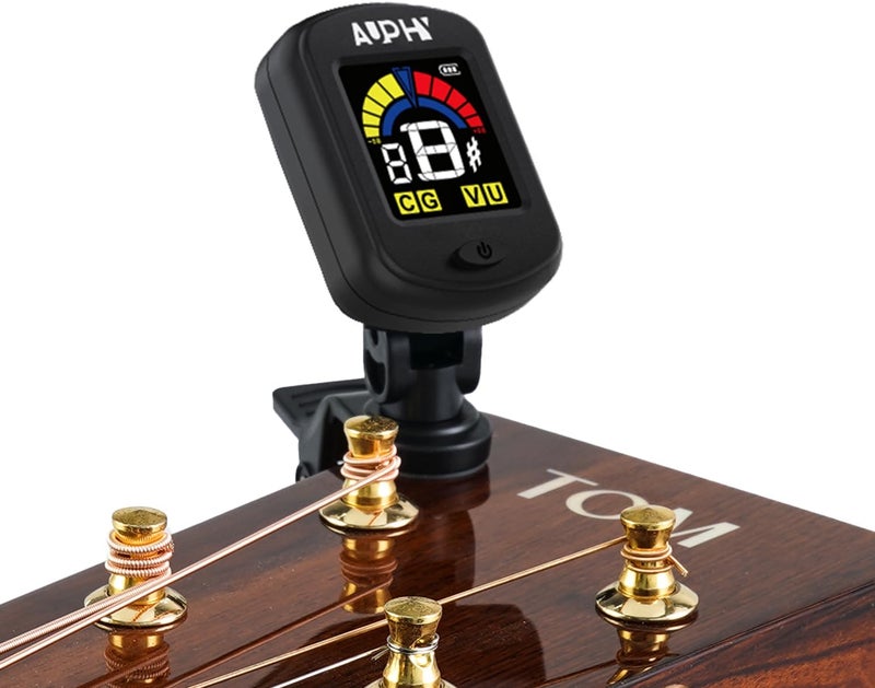 AUPHY Store Rechargeable Clip-On Tuner for Guitar, Ukulele, Violin - Chromatic Tuner for Bass, Banjo, Mandolin etc - 440Hz Fixed Standard Tuning with LED Display & Auto Shut Off(Type-C cable not included) - Image 1